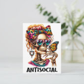 asociaal skelet feestdagenkaart (Staand voorkant)