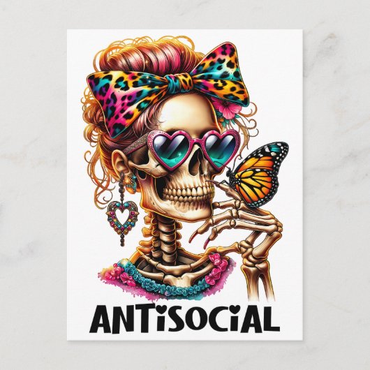asociaal skelet feestdagenkaart (Voorkant)