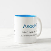 Asociale definitie (ik haat mensen niet) tweekleurige koffiemok (Voorkant rechts)