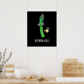 Aspara-gas Funny Asparagus Veggie Pun Dark BG Poster (Keuken)