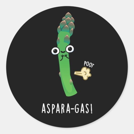 Aspara-gas Funny Asparagus Veggie Pun Dark BG Ronde Sticker (Voorkant)