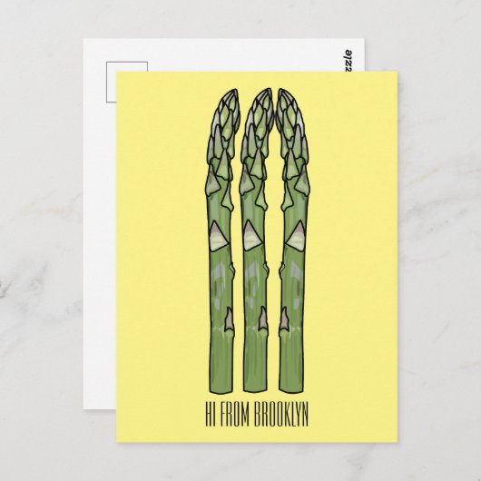 Asparagus cartoon afbeelding briefkaart (Voorkant / Achterkant)