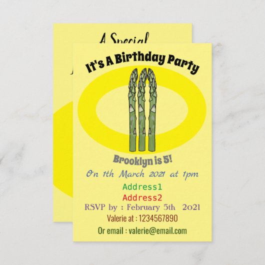 Asparagus cartoon afbeelding kaart (Voorkant / Achterkant)