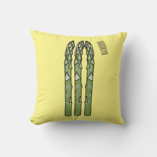 Asparagus cartoon afbeelding kussen (Voorkant)