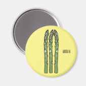 Asparagus cartoon afbeelding magneet (Voorkant / Achterkant)