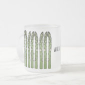 Asparagus cartoon afbeelding matglas koffiemok (Voorkant links)