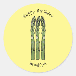 Asparagus cartoon afbeelding ronde sticker