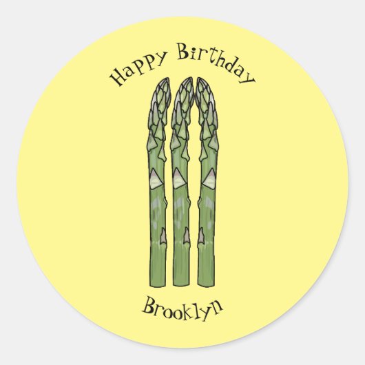 Asparagus cartoon afbeelding ronde sticker (Voorkant)