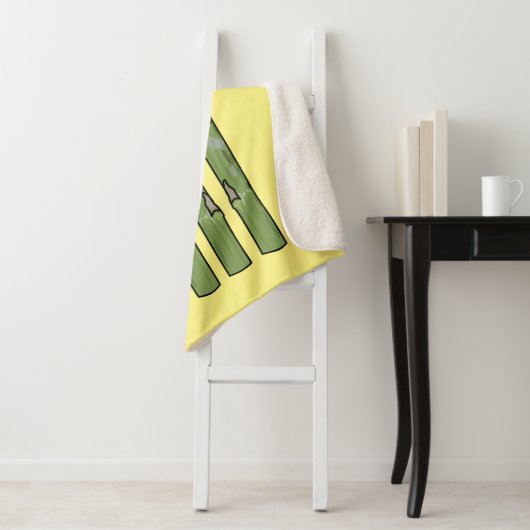 Asparagus cartoon afbeelding sherpa deken (In situ)