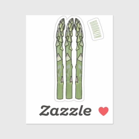 Asparagus cartoon afbeelding sticker (Vel)