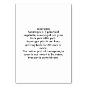Asparagus Custom Reading Flashcards Kaart (Achterkant)