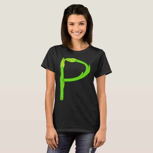 Asparagus Pee Letter P Visual Pun Vegetable Humor T-shirt (Voorkant volledig)