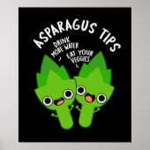 Asparagus Tips Funny Veggie Pun Dark BG Poster (Voorkant)