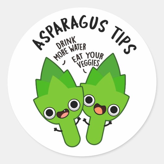 Asparagus Tips Funny Veggie Pun Ronde Sticker (Voorkant)