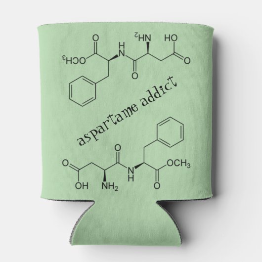 Aspartaam verslaafde, groen blikjeskoeler (Achterkant)