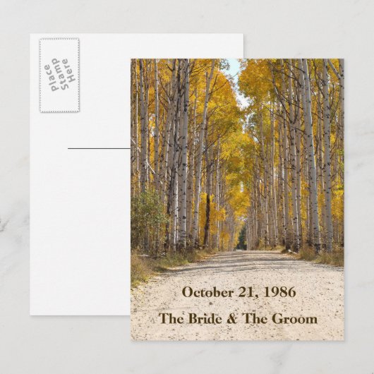 Aspen Alley in het najaar van het huwelijk Briefka Aankondigingskaart (Voorkant / Achterkant)