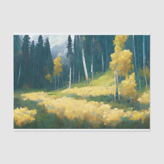 Aspen Autumn Forest Mountain Painting Tissuepapier (Voorkant)