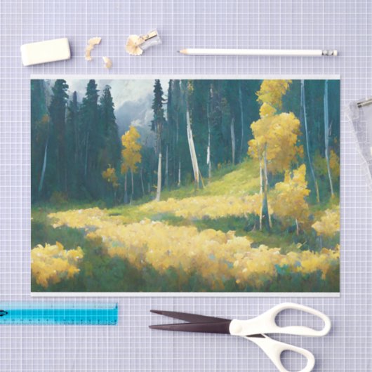 Aspen Autumn Forest Mountain Painting Tissuepapier (Craft)