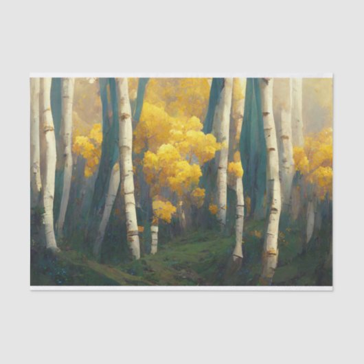 Aspen Autumn Trees Mountain Painting Tissuepapier (Voorkant)