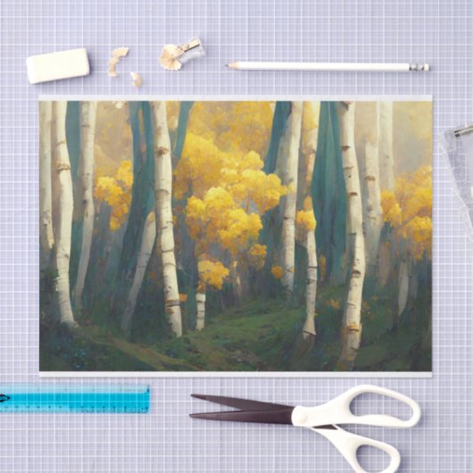 Aspen Autumn Trees Mountain Painting Tissuepapier (Craft)