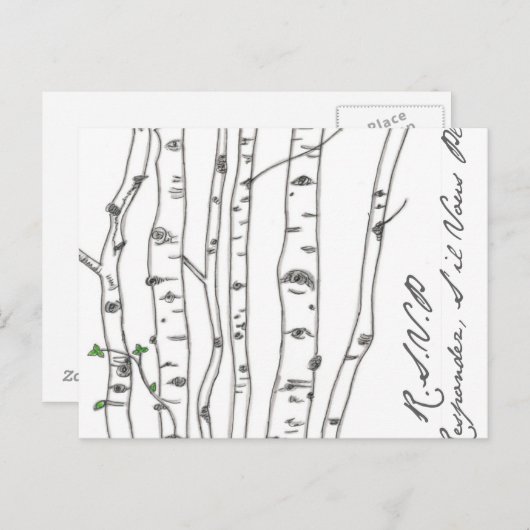 Aspen Birch Tree Grove RSVP-Briefkaart Uitnodiging Briefkaart (Voorkant / Achterkant)