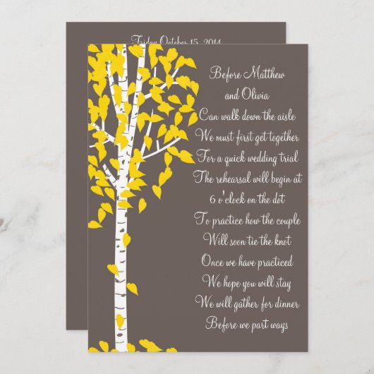 Aspen Birch Tree Rehearsal Dinner Invitations Kaart (Voorkant / Achterkant)