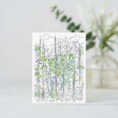 Aspen Birch Trees Pen en inkttekening Briefkaart (Staand voorkant)