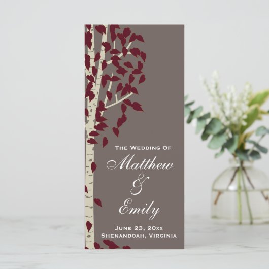 Aspen Birch Trees Trouwprogramma Programmakaart (Staand voorkant)