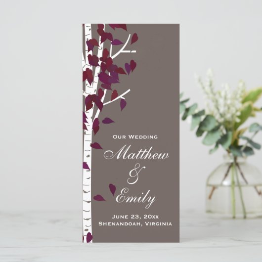 Aspen Birch Trees Trouwprogramma Programmakaart (Staand voorkant)