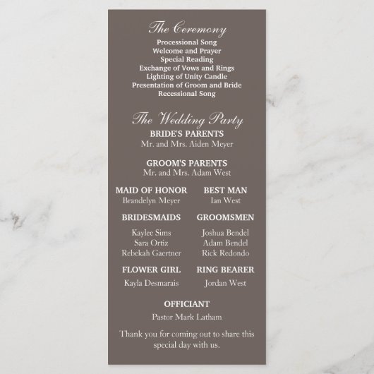 Aspen Birch Trees Trouwprogramma Programmakaart (Achterkant)