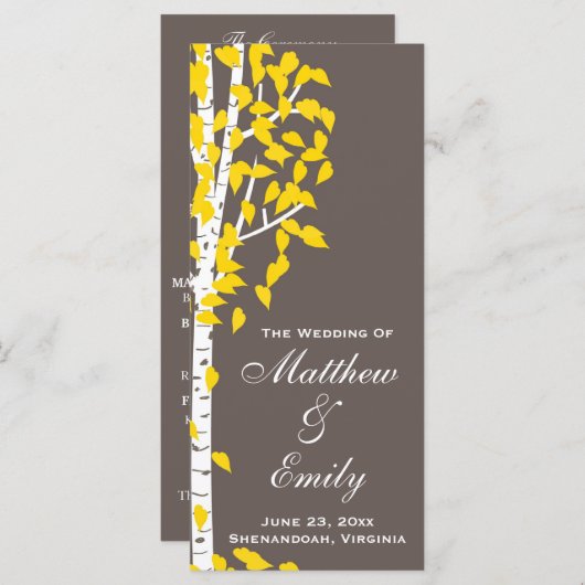 Aspen Birch Trees Trouwprogramma Programmakaart (Voorkant / Achterkant)