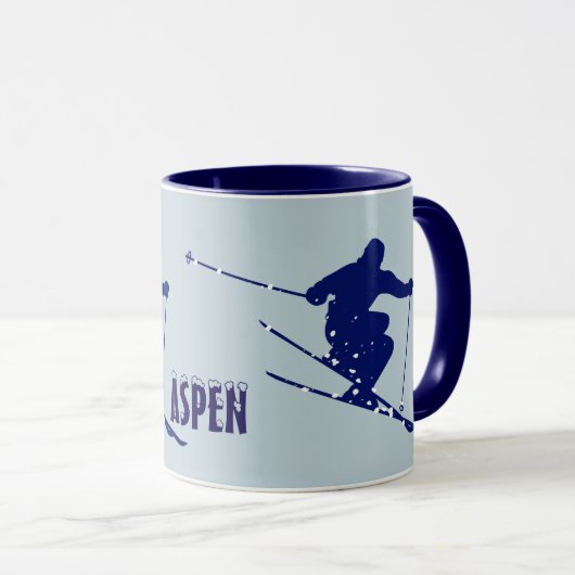 Aspen Blue Skier Mok (Voorkant rechts)