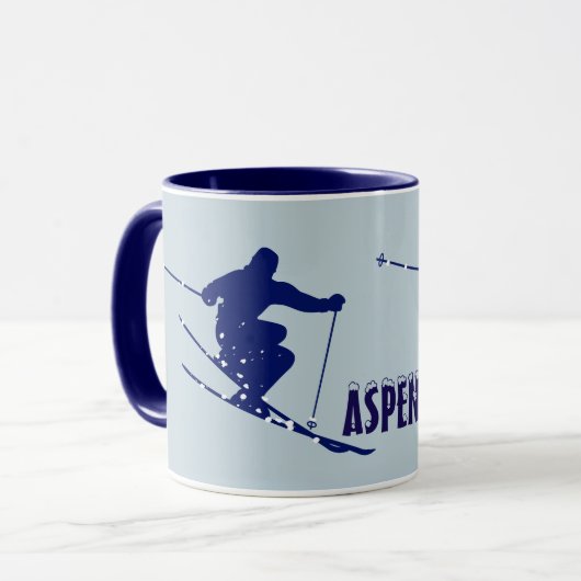Aspen Blue Skier Mok (Voorkant links)