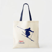 Aspen Blue Snow Skier Tote Bag (Voorkant)