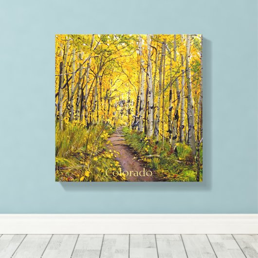 Aspen-bomen in het najaar canvas afdruk (Insitu (Houten vloer))