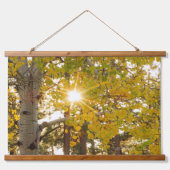 Aspen-boom met gele Herfst en zondst Hangend Wandkleed (Voorkant)
