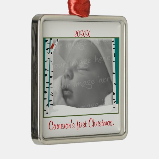 Aspen Bossen Persoonlijke fotoversiering Metalen Ornament (Rechts)