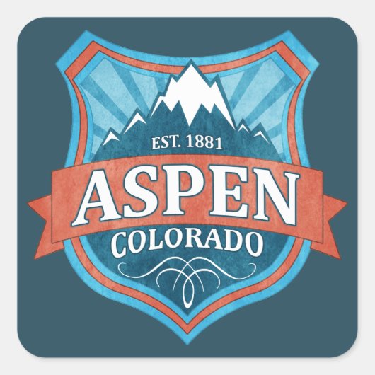 Aspen Colorado blauwgroen grunge shield vierkant s Vierkante Sticker (Voorkant)