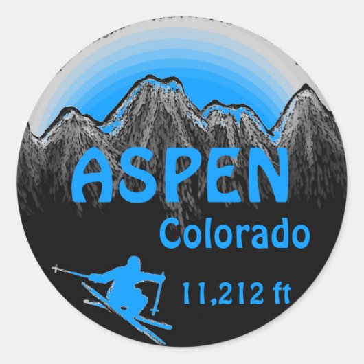 Aspen Colorado blue ski stickers (Voorkant)