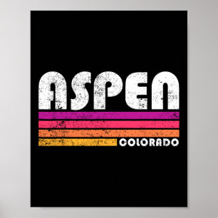 Aspen Colorado Co Mountain Skiën Vintage jaren 80 Poster
