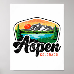 Aspen Colorado Co Mountain Skiën Vintage jaren 80 Poster