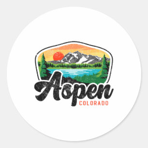 Aspen Colorado Co Mountain Skiën Vintage jaren 80 Ronde Sticker