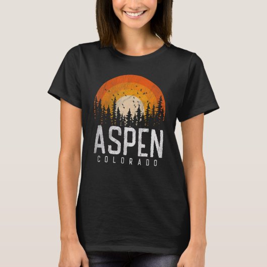 Aspen Colorado CO Retro Style  70s 80s T-shirt (Voorkant)