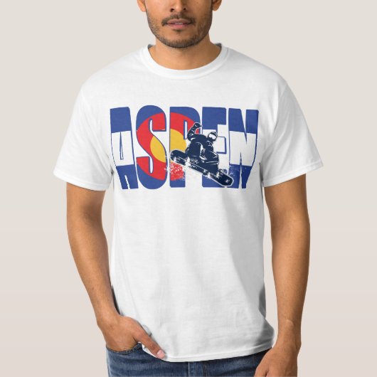 Aspen Colorado en snowboarder T-shirt (Voorkant)