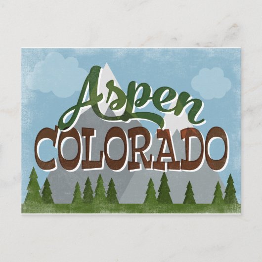 Aspen Colorado Fun Retro Snowy Mountains Briefkaart (Voorkant)