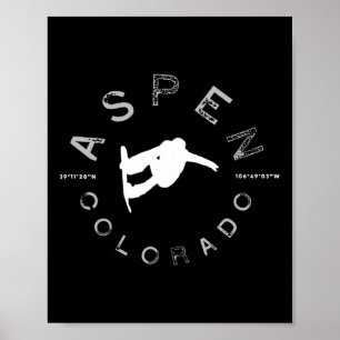 Aspen Colorado Graphic  Snowboard Poster