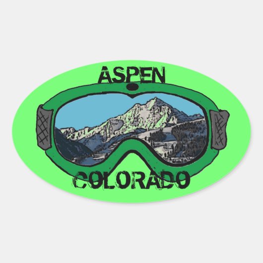 Aspen Colorado groene sneeuwbril stickers (Voorkant)