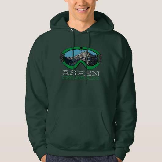 Aspen Colorado jongens groene sneeuwbril Hoodie (Voorkant)