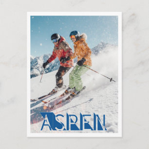 Aspen Colorado Koppel Skiën Winter Scène Briefkaart