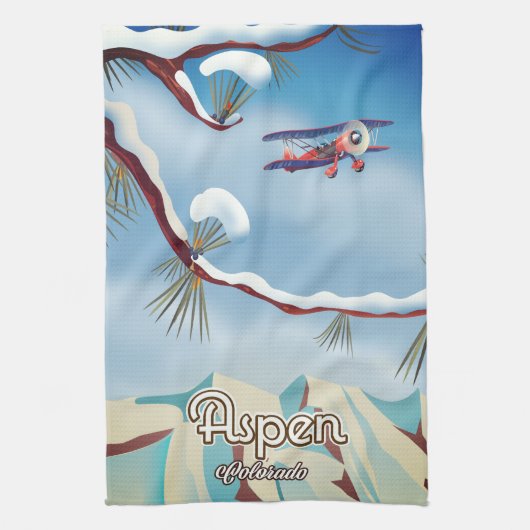 Aspen Colorado reisposter Theedoek (Verticaal)